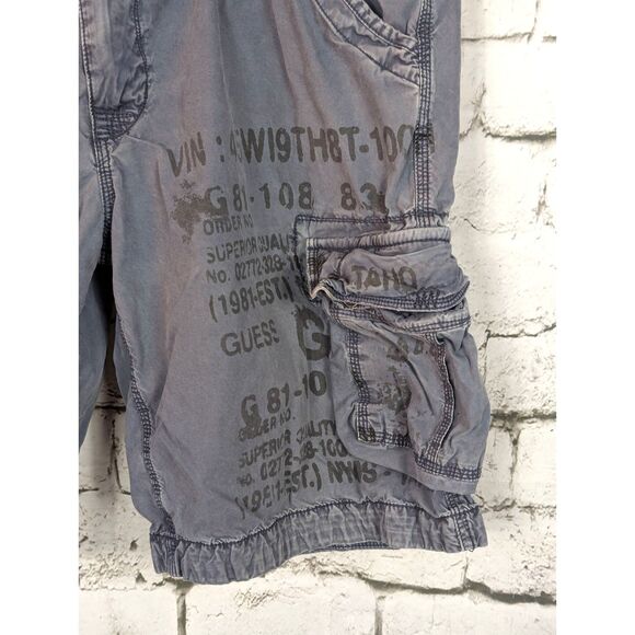VINTAGE GUESS Grunge Punk Cargo Shorts Military Graphic Chunky Skate Street 36 - Picture 2 of 8